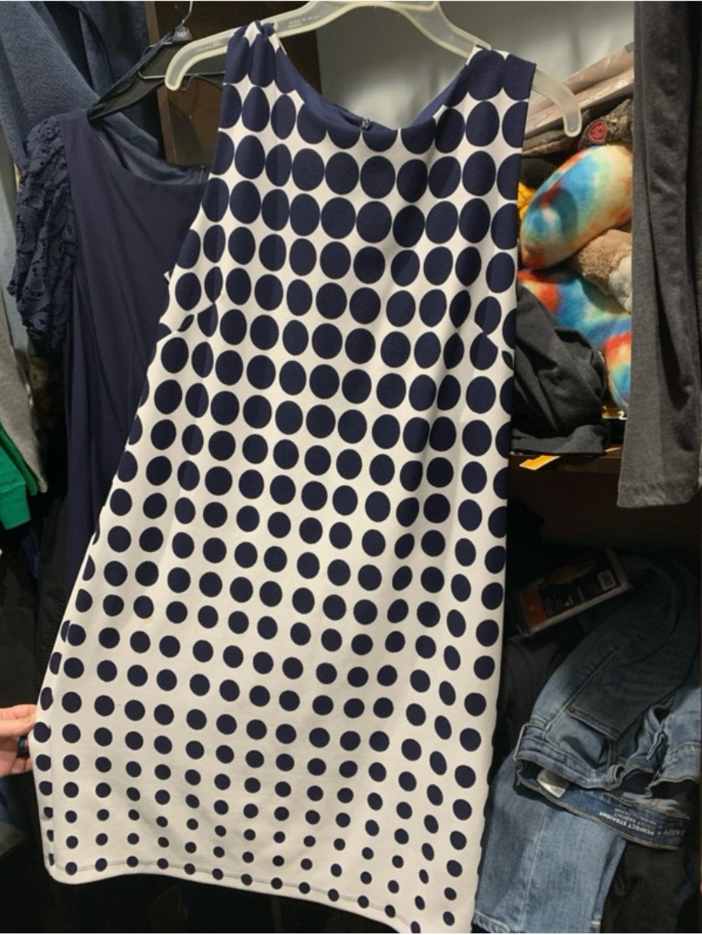 Alyx Navy Polka Dot Sleeveless Shift Dress
